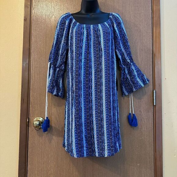 As U Wish | Blue Patterned Shift Dress | Women size Large - Picture 1 of 12